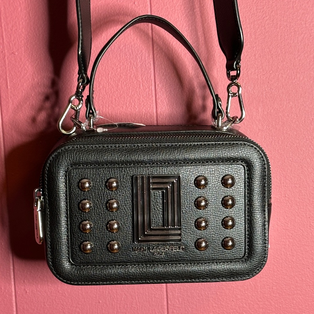 Karl Lagerfeld Black Studded Crossbody Bag